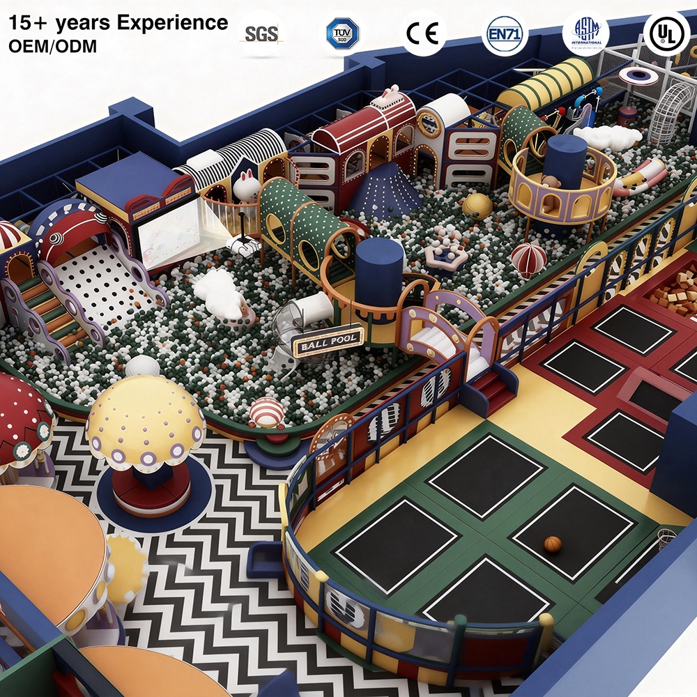 Indoor Playground Theme Design Customized Jungle Adventure Space with Role Play Area Soft Play Climbing Slide Ball Pit CE