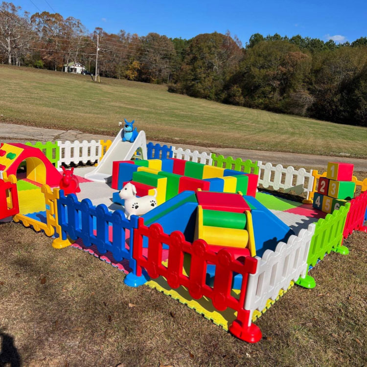 Colorful Toddler Soft Play Equipment Indoor Outdoor Children Activity Playground with Slide and Fence