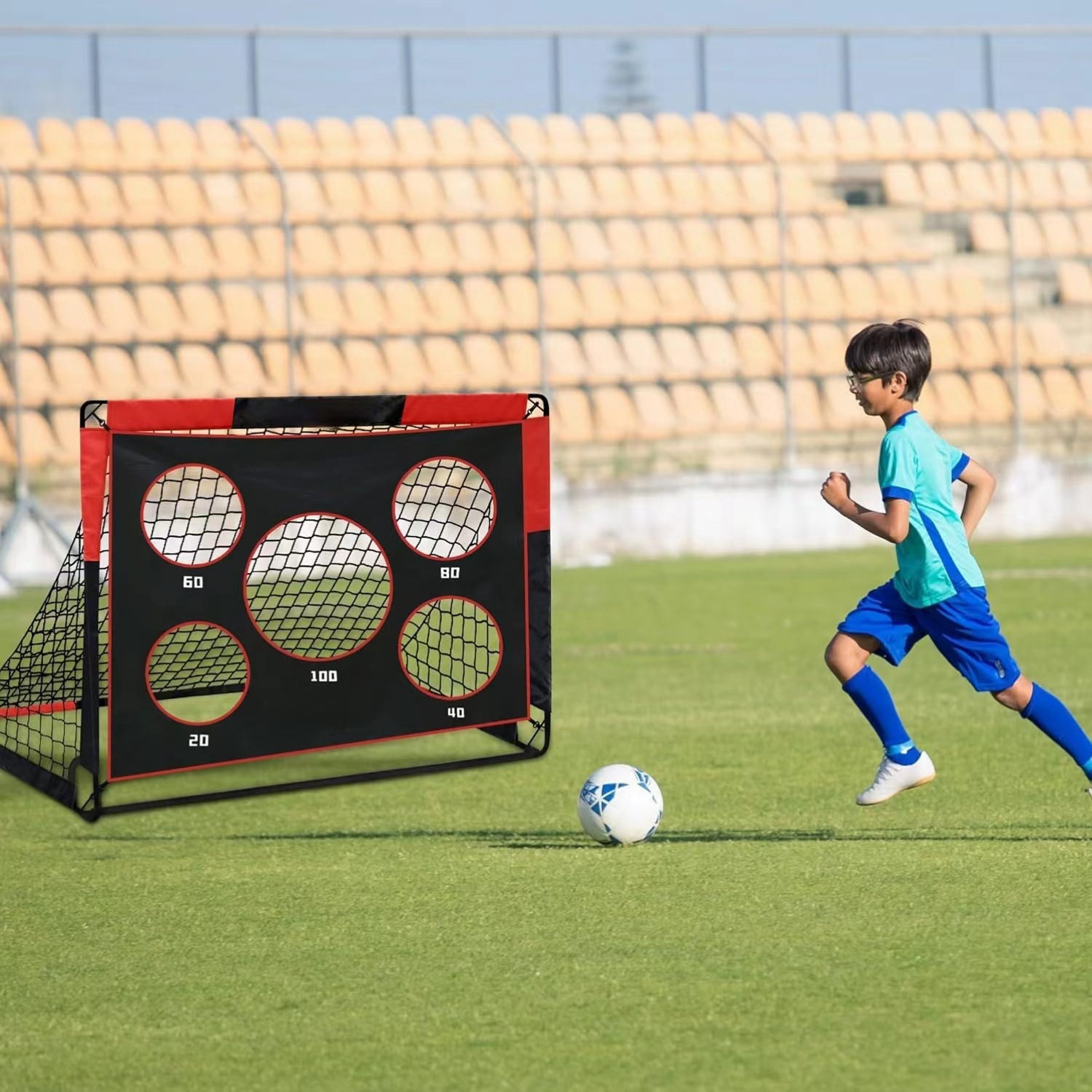 Custom Designed 4*3 Feet Pop-up Soccer Goal Net Portable Training Equipment for Kids' Backyard Play 3-in-1 Functionality