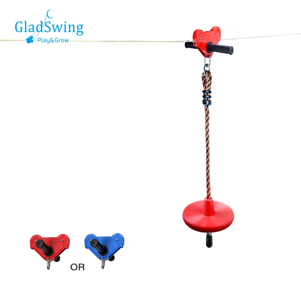 Outdoor Children Adventure Toys Zip Line Kits Swing Set With Stainless Steel Spring Brake and Seat