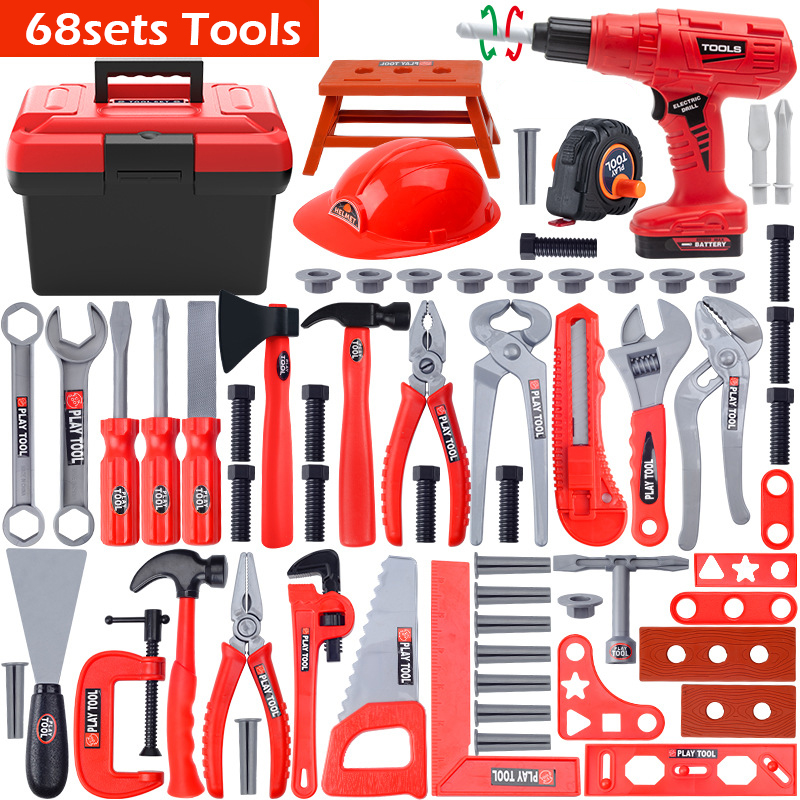 Toy Kids Boy Tools Play Set Toys Safe Power Tools Combo Kit Cordless