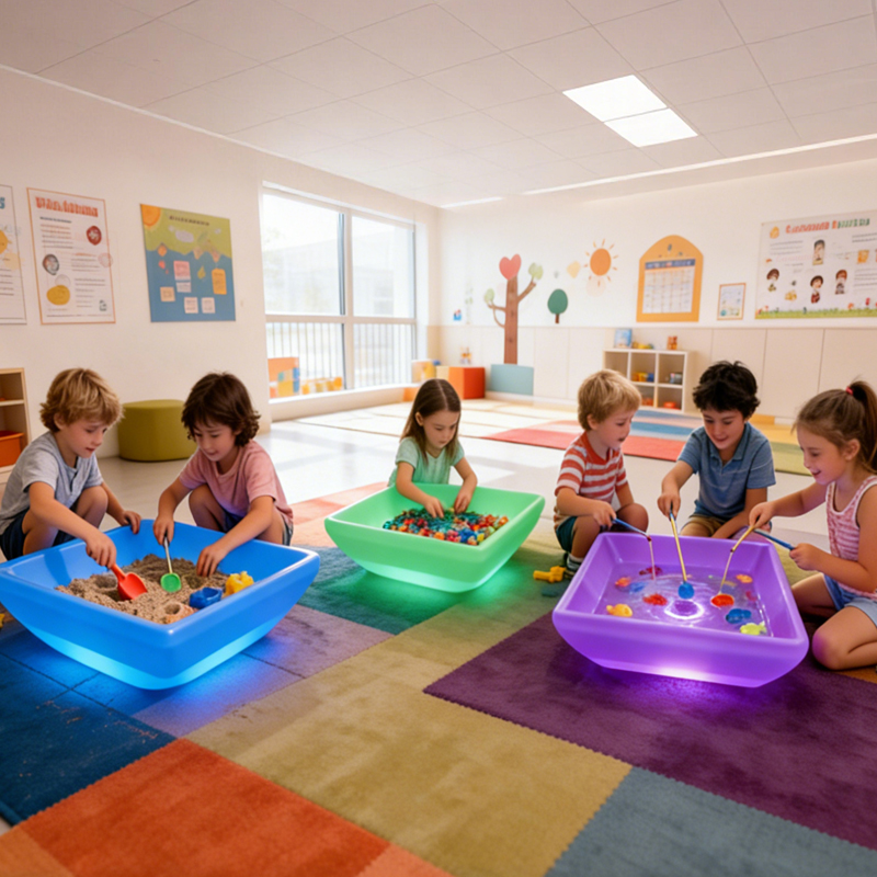 LED Light-Up Sensory Play Tray Touch Color-Changing Kids STEAM Educational Toy for Water Sand Play Indoor Outdoor