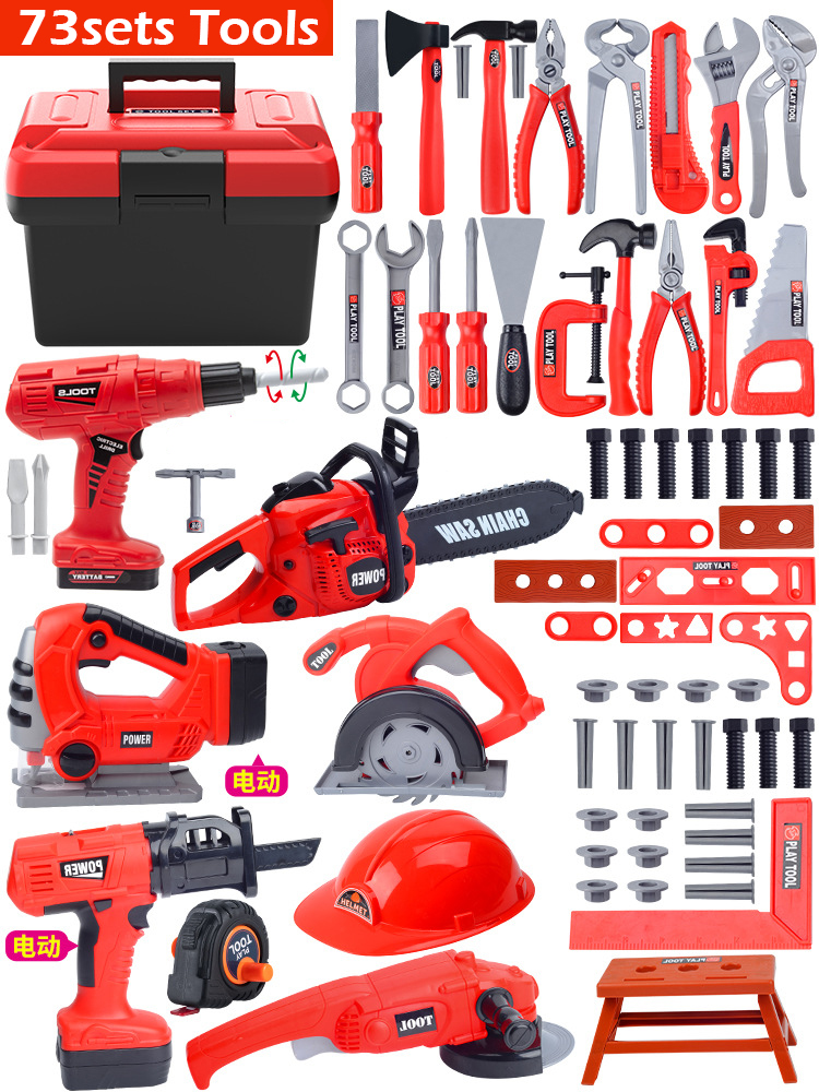 Toy Kids Boy Tools Play Set Toys Safe Power Tools Combo Kit Cordless