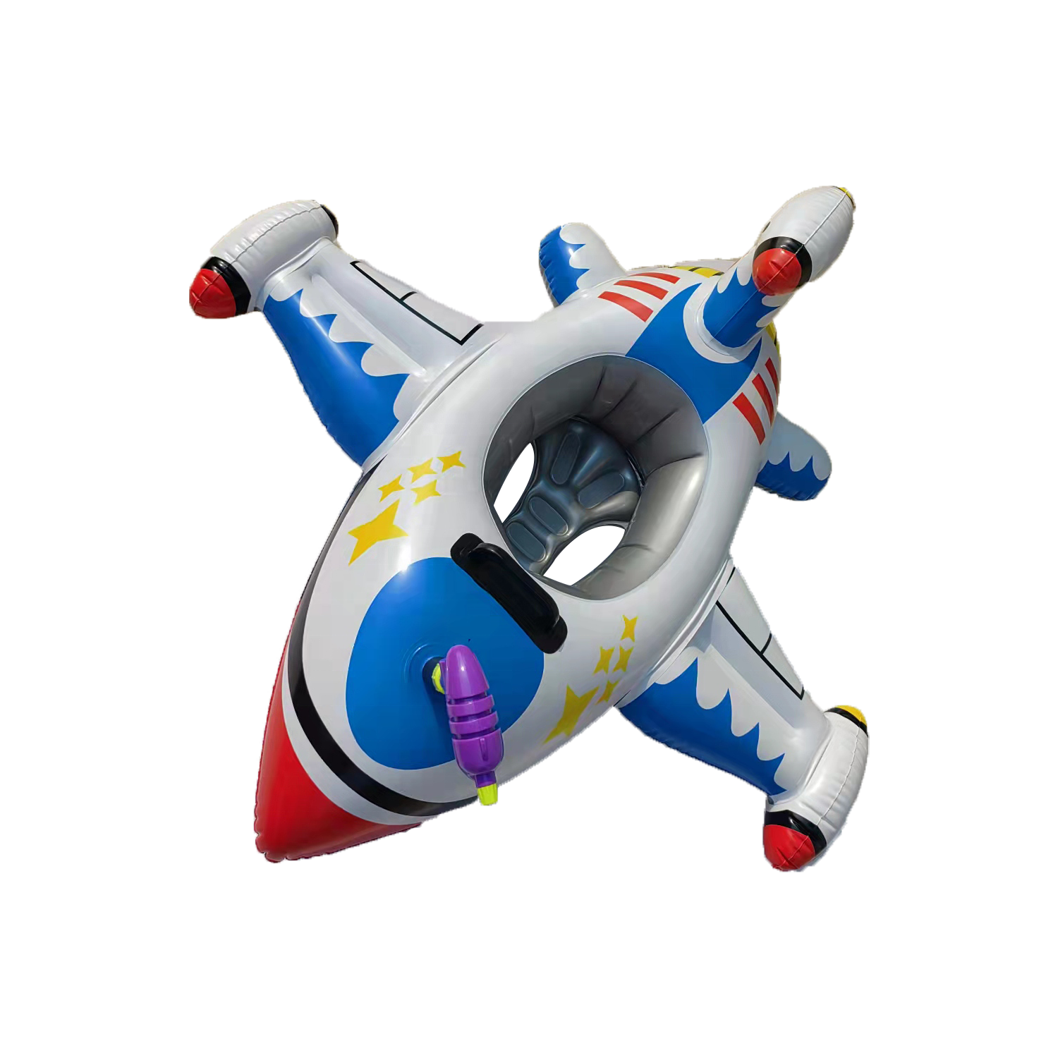 0.3mm Pvc Children Water Toys Steering Inflatable Airplane Swimming Seat Floating Toys With Water Gun