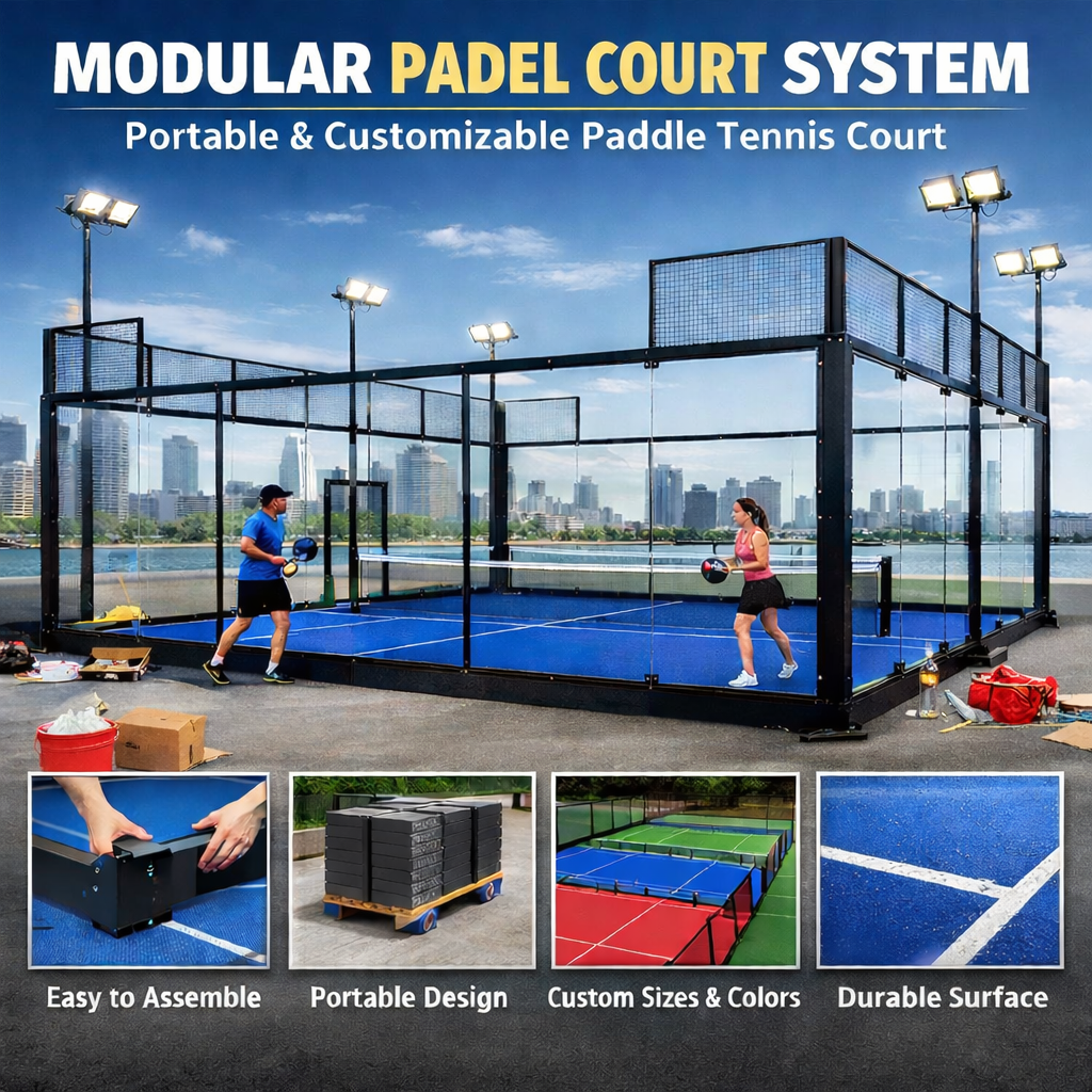 Panoramic Steel Panel Padel Tennis Court Outdoor Powder Coated Fencing Manufacturer Export To Foreign Countries