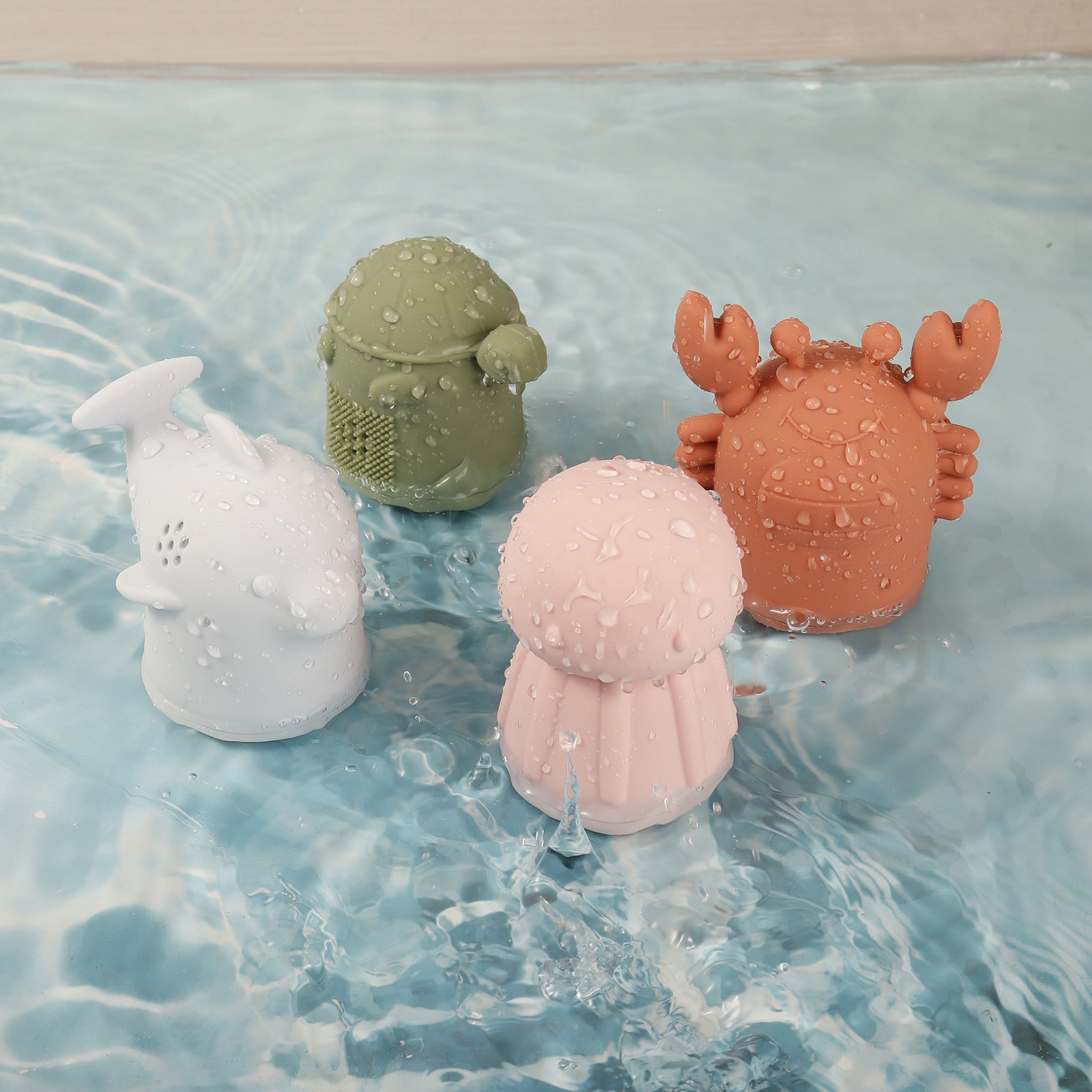 Silicone Baby Sea Animal Bath Toys Set Infant Children's Water Bathing Toy Shower Toddler Kids Gift Set