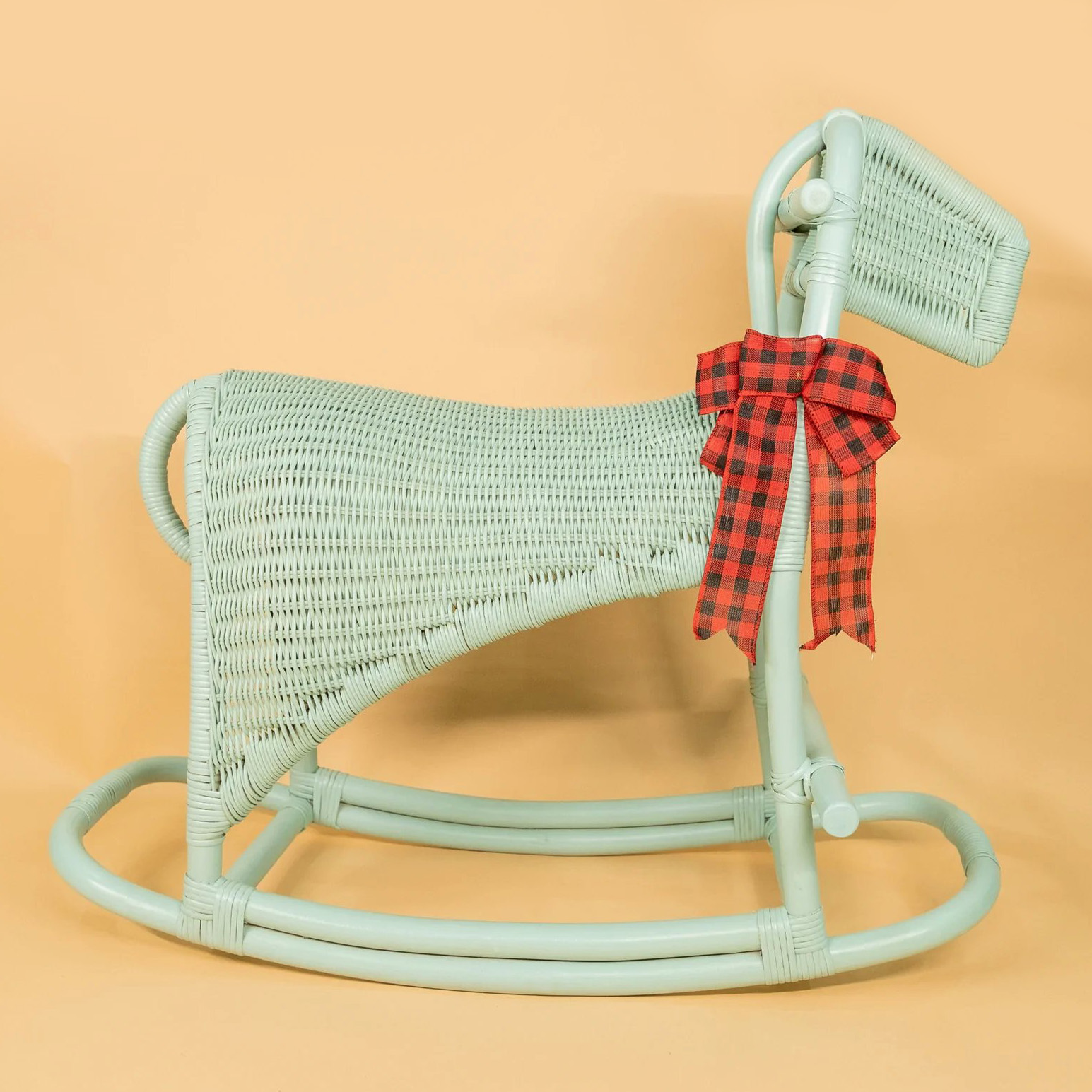 Child imaginative play rattan ride-on toys for kids horse rocker chair baby animal rocking toy