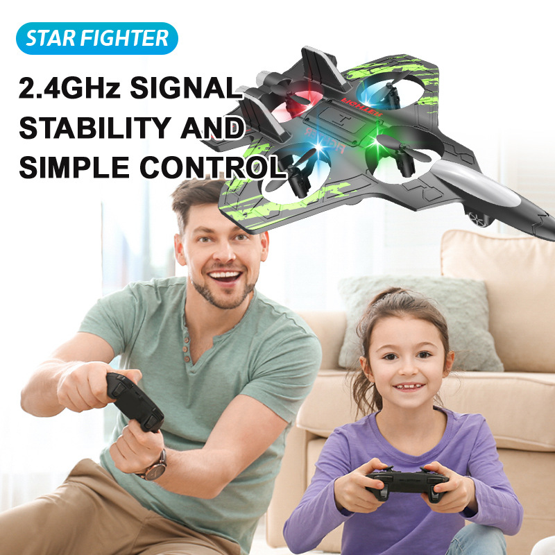 6-Channel RC Fighter Jet Toy 360&deg; Circling Stunt EPP Airplane 2.4G Light Remote Control Flying Model for Kids