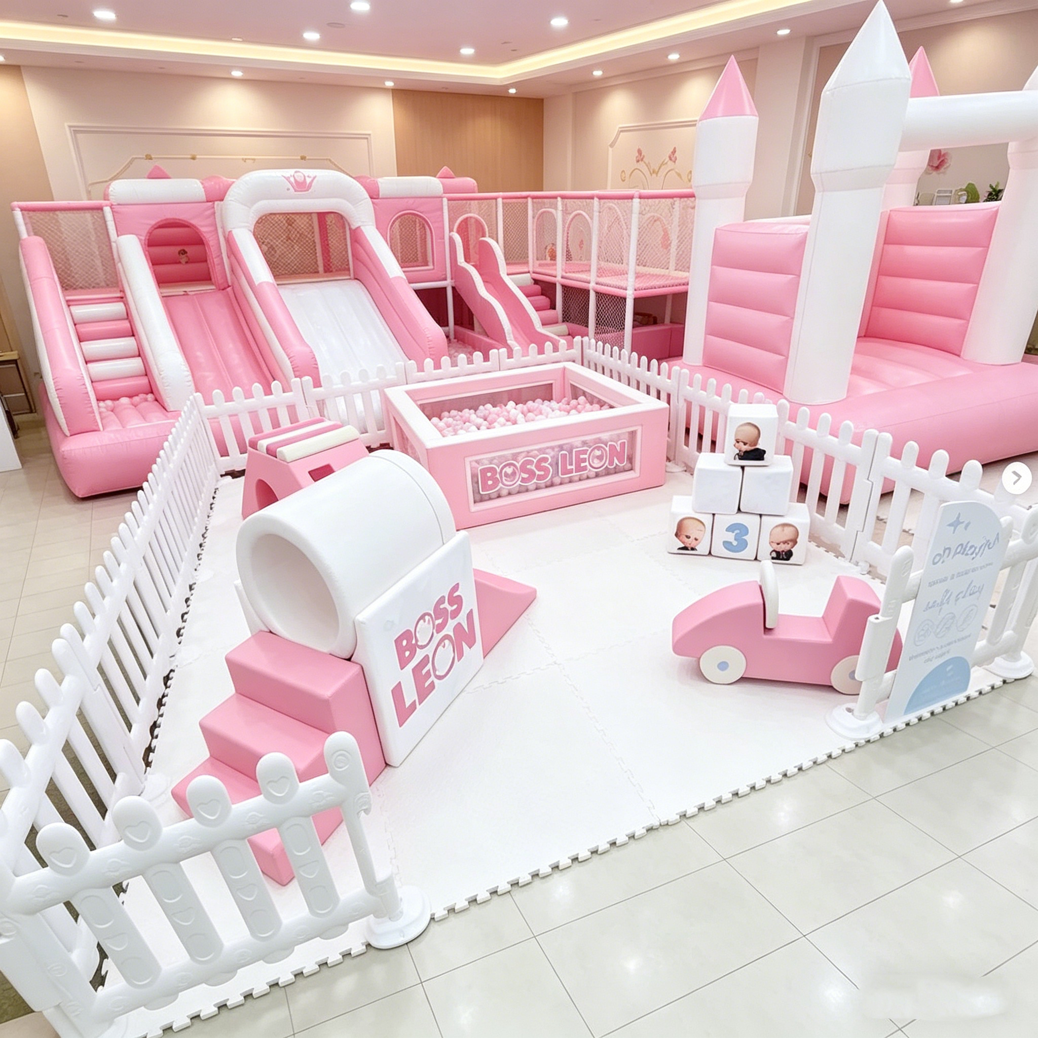 2026 Customizable White Soft Play Set Ball Pit With Tunnel Fence Indoor Outdoor Playground Equipment for Kids Party Rental