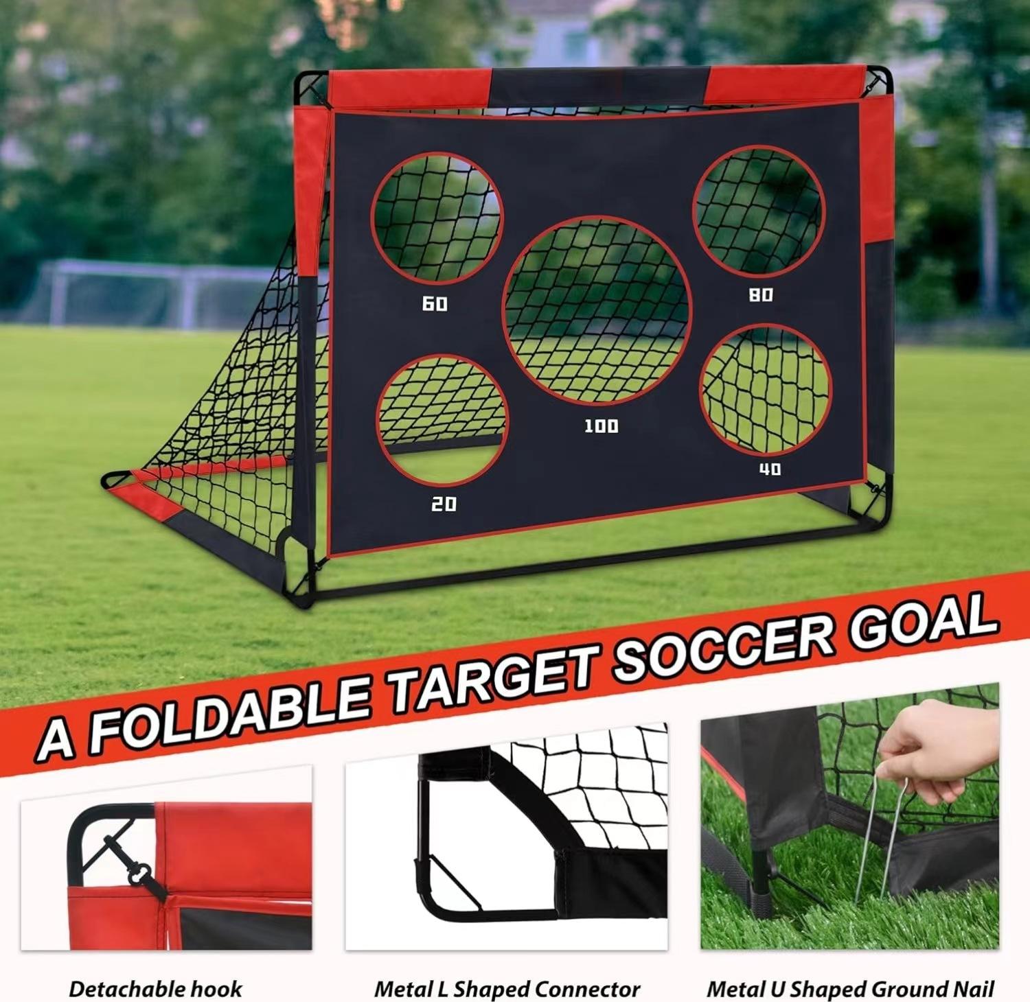 Custom Logo 4*3 Feet Pop-up Soccer Goal Net Portable Training Equipment for Kids' Backyard Play 2in-1 Functionality