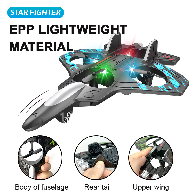 6-Channel RC Fighter Jet Toy 360&deg; Circling Stunt EPP Airplane 2.4G Light Remote Control Flying Model for Kids