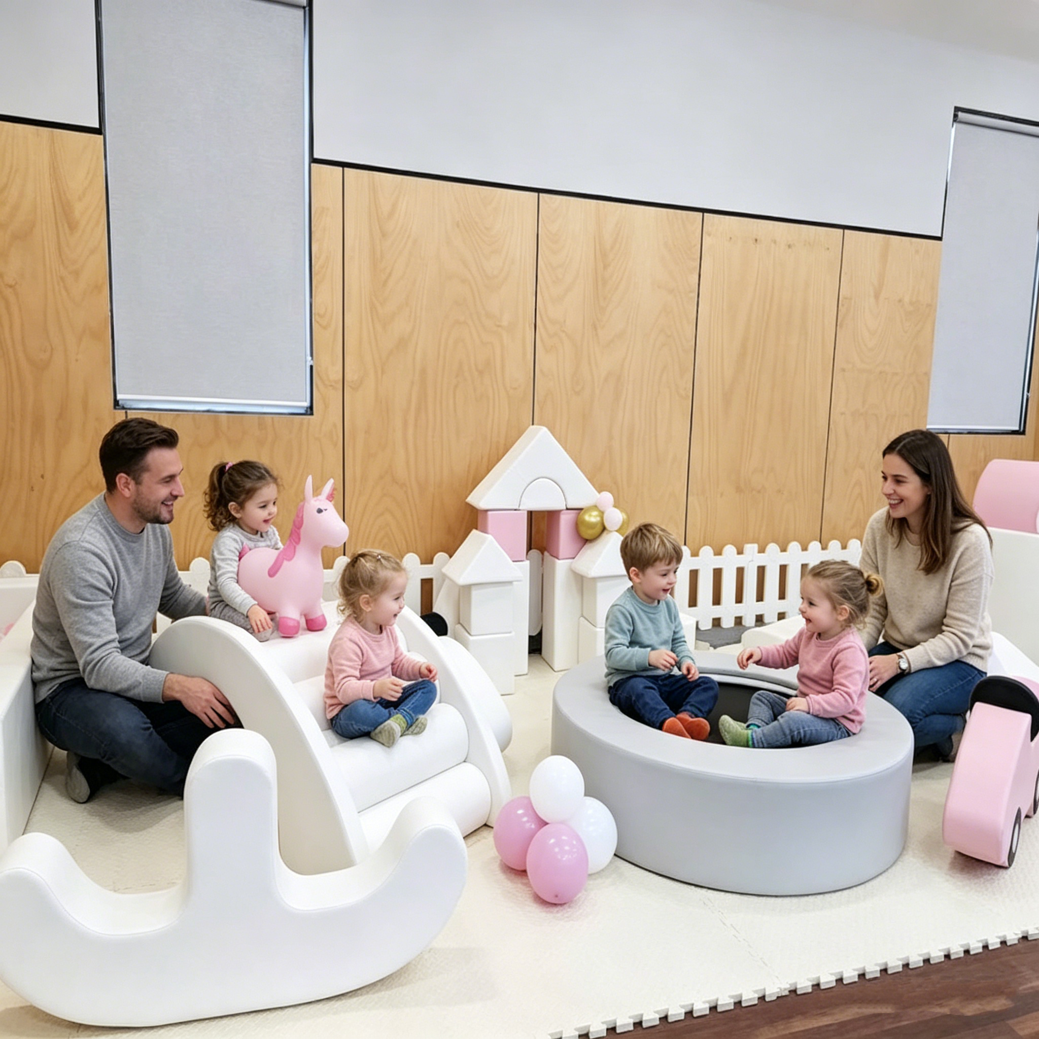 2026 Customizable White Soft Play Set Ball Pit With Tunnel Fence Indoor Outdoor Playground Equipment for Kids Party Rental
