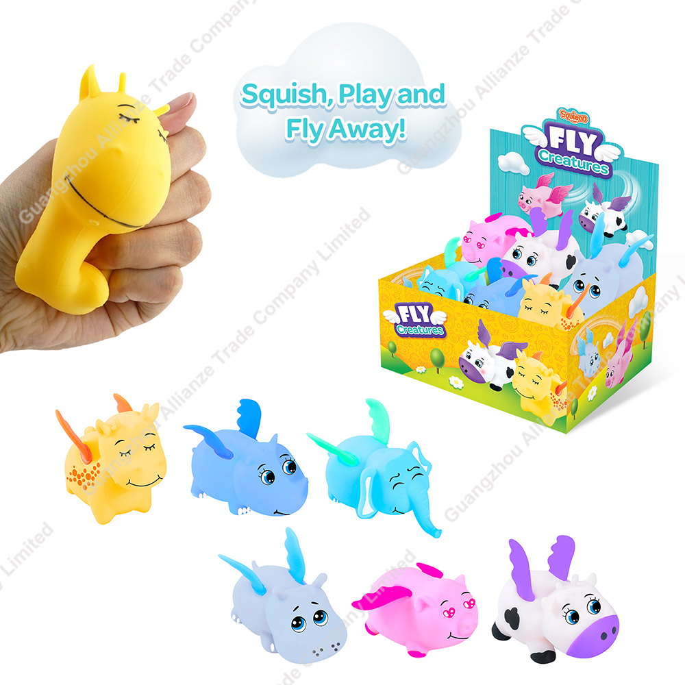 6 Style Gas Filling TPR Toys Cute Flying Wing Animals Squeeze Toys Flying Hippopotamus Stress Relief Fidget Toys for Kids