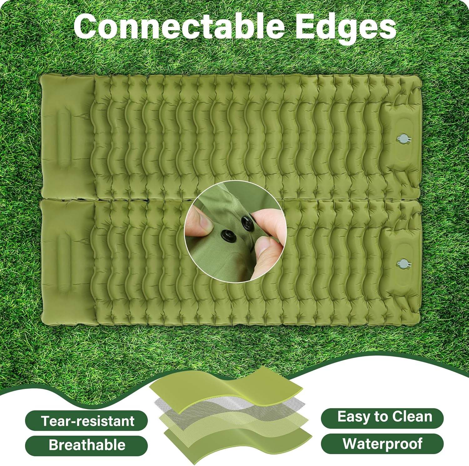 Ultra-Light Durable Inflatable Camping Mattress With Built-In Foot Pump &amp; Pillow Waterproof Portable Sleeping Pad