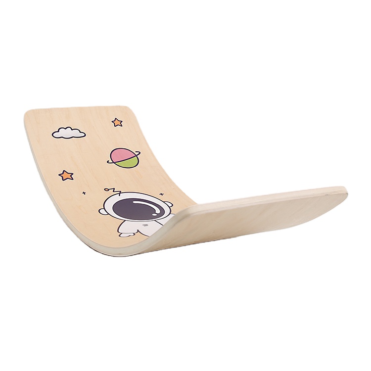 Wholesale Balance Board Kid with Wool Felt Kids Open Ended Learning Toy for Body Training Wooden Rocker Curvy Board Kid Size