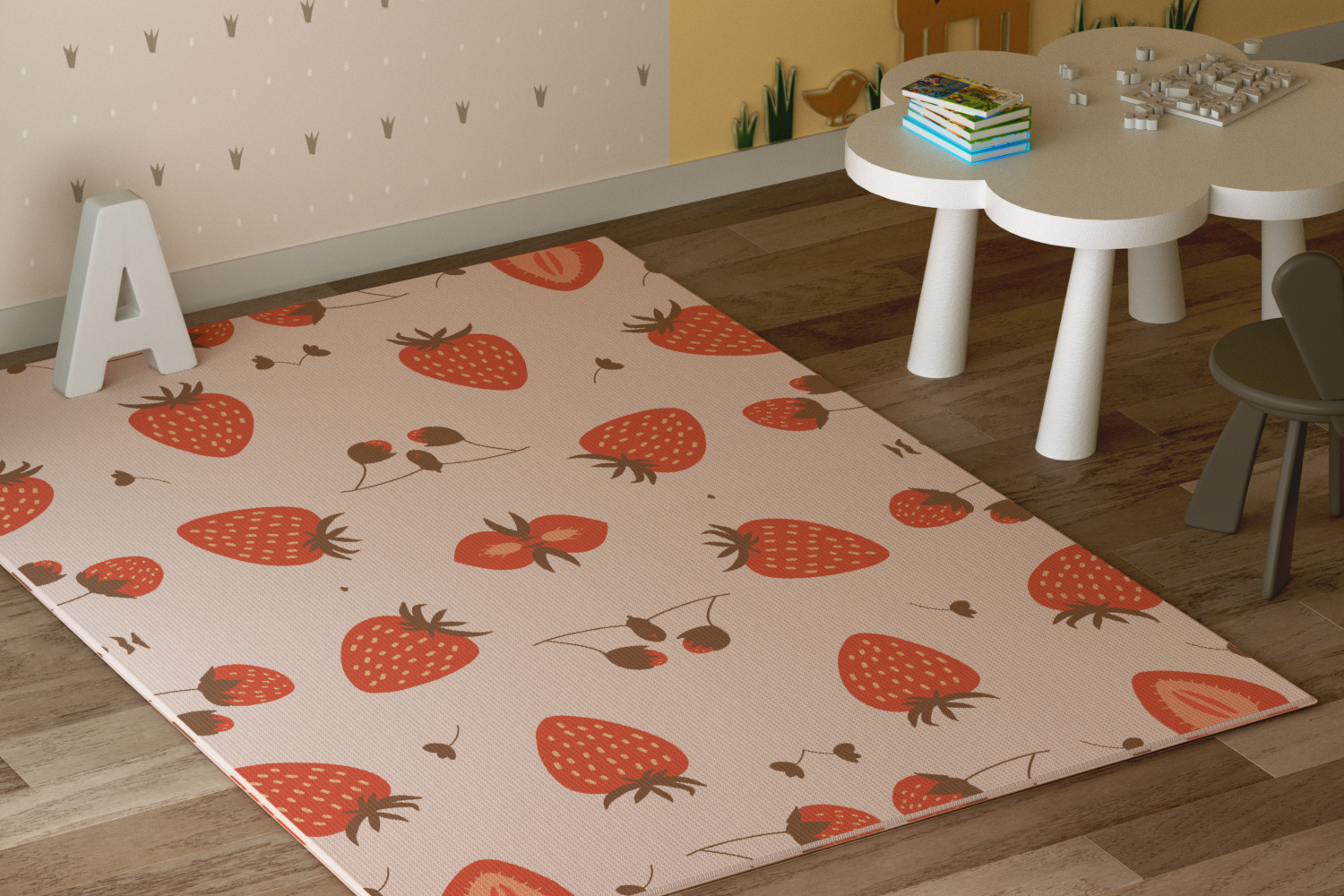 TPU Baby Play Mat with Sensory Toys Mirror Soft Play Gym Activity Mat for Newborns Foldable Non-Toxic Crawling Pad