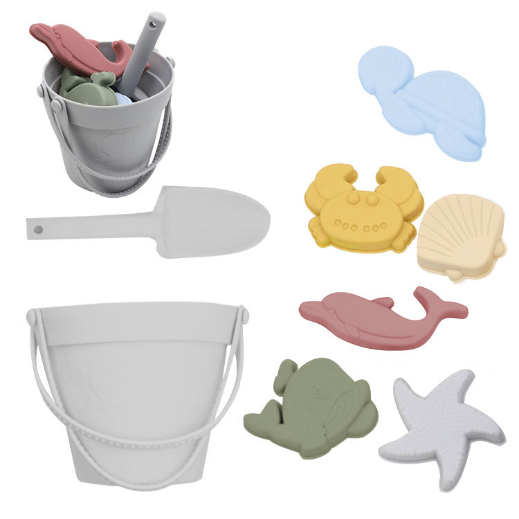Bimier Summer Outdoor Silicone Beach &amp; Sand Toys Set Eco-friendly Funny for Kids Ages 0-4 Unisex Customizable Logo 14.5x14.5cm