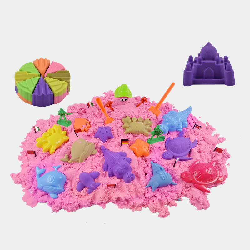 Educational Kids Colorful Modeling Sand Kids Toy Magic DIY Sand Play Set Castle Mold