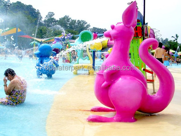 Aqua Kangaroo Water Splash Pad Equipment Indoor/Outdoor Kids Toys with Fiberglass Steel Metal-Zoo Animals Water Sprinkler