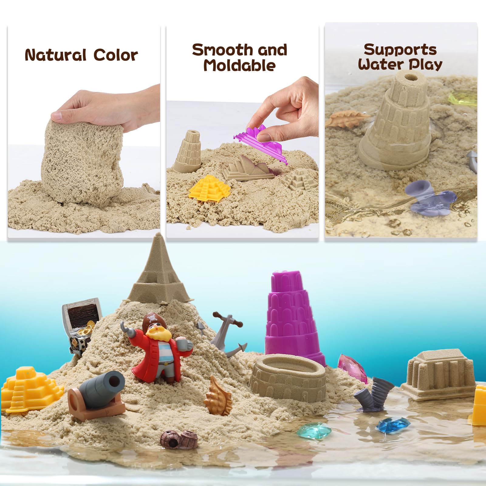 EN71 ASTM Certified for Sand Set Non-toxic Colored Sensory Play Sand for 2 to 4 Years Old Never Dries Out Educational Toy