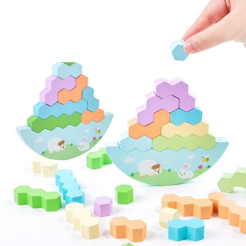 Hot Wooden Rocking Folding Balance Tabletop Game Children'S Montessori Toys Wooden Stacking Focus Training Block Toy