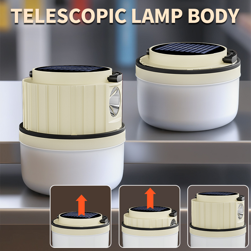 2400mAh USB C Power Bank Solar Rechargeable LED Light Lamp Tent Extendable Hook For Outdoor Work Camping Light