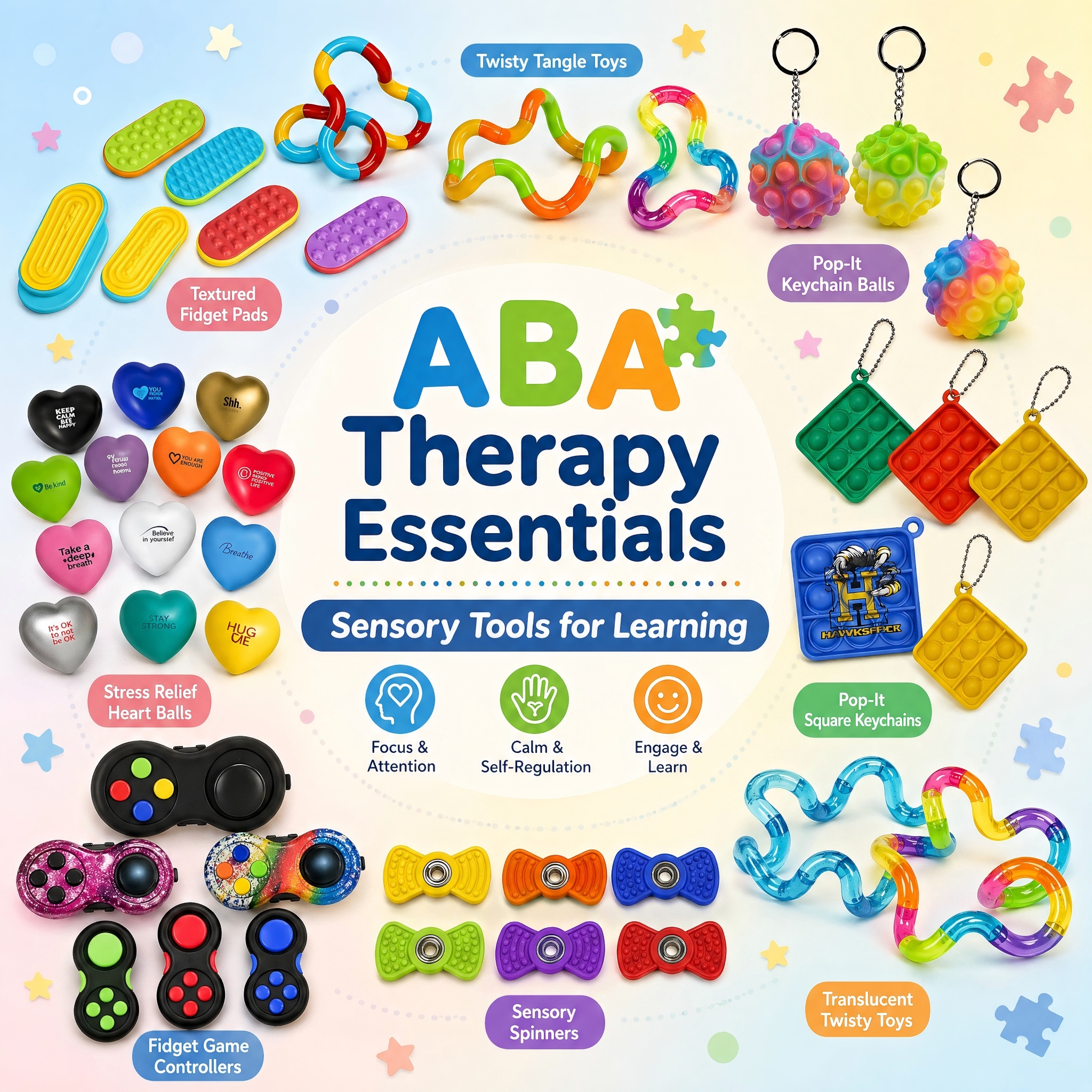 Bulk Fidget Toys Assortment Pack Custom Sensory Play Set Pop It Keychain Game Controller Spinner For Autism Therapy Rewards