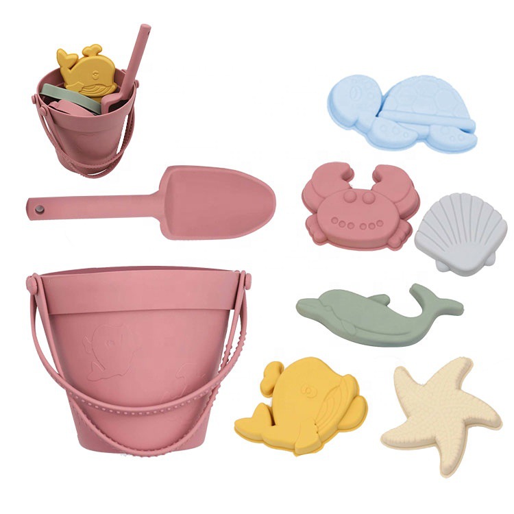 Bimier Summer Outdoor Silicone Beach &amp; Sand Toys Set Eco-friendly Funny for Kids Ages 0-4 Unisex Customizable Logo 14.5x14.5cm