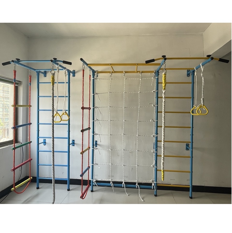 Kids Home Gym Swedish Wall Ladder Indoor Adventure Facility Jungle Gym Sports Kids Toys Kids Pull up Monkey Bar for Wholesale