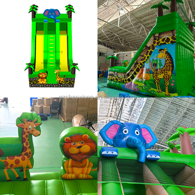 Kids Commercial Party Rental Inflatable Animal Themes Jumping Castle Combo Double Lanes Slides Inflatable Slide with Blower