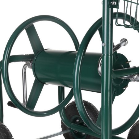 Four Wheels Garden High Pressure Watering Irrigation System Hose Reel Cart with Steel Basket
