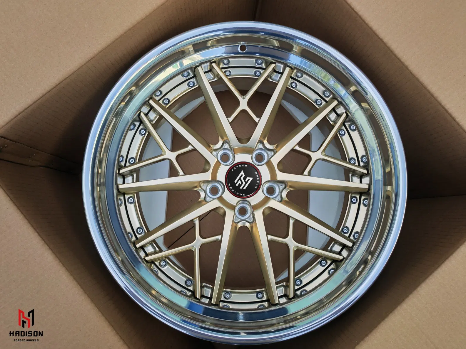 Hadison Custom 2-Piece Staggered Spoke Multi-Spoke Forged 5X114.3 20 21 22 Inch Wheels Rims for Ferrari F8 Spider Roma Portofino