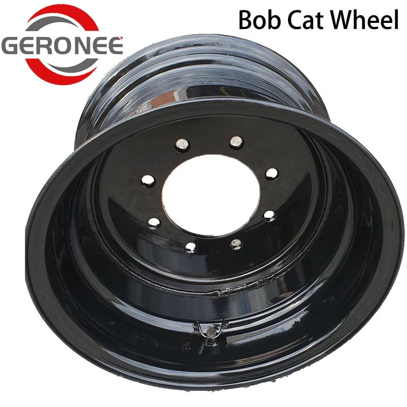 16X10 17X9 Black with 2 Valves Steel Wheel Rim for Skid Steer 33 12.5 R16.5 PCD 8/203 Offset 20+ Centre Bore 152mm