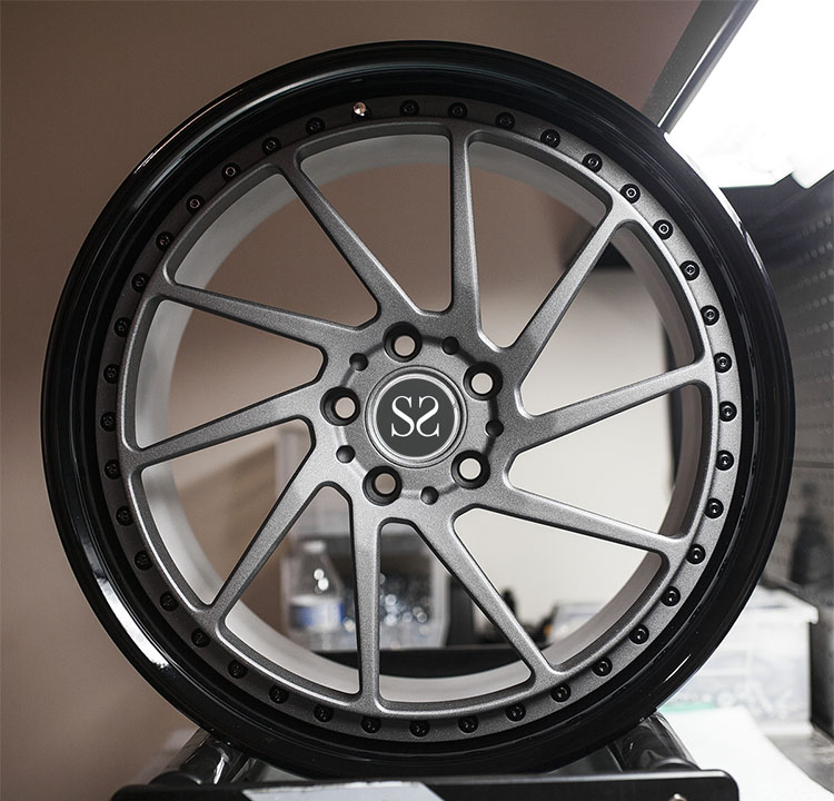Directional Staggered Multi Spokes Car Wheel Aluminum Alloy Forged 3 Piece Gun Metal Rims