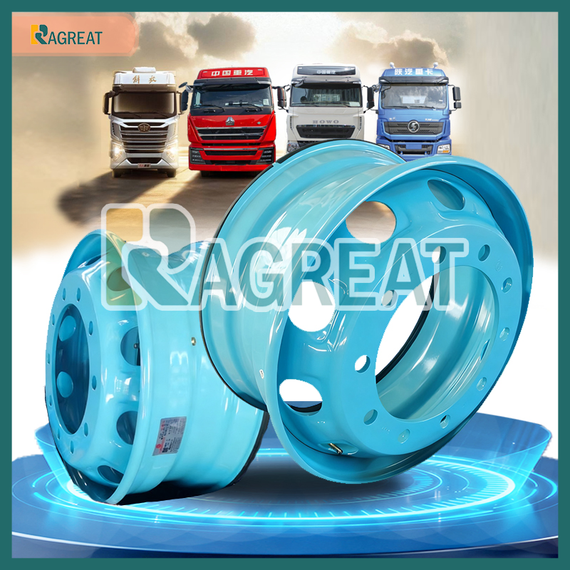 Factory Wholesale 22.5X8.25 22.5X9.00 Truck Steel Aluminum Alloy Tubeless Wheel Rim for Heavy Duty Mining Dump Trailer Truck Bus