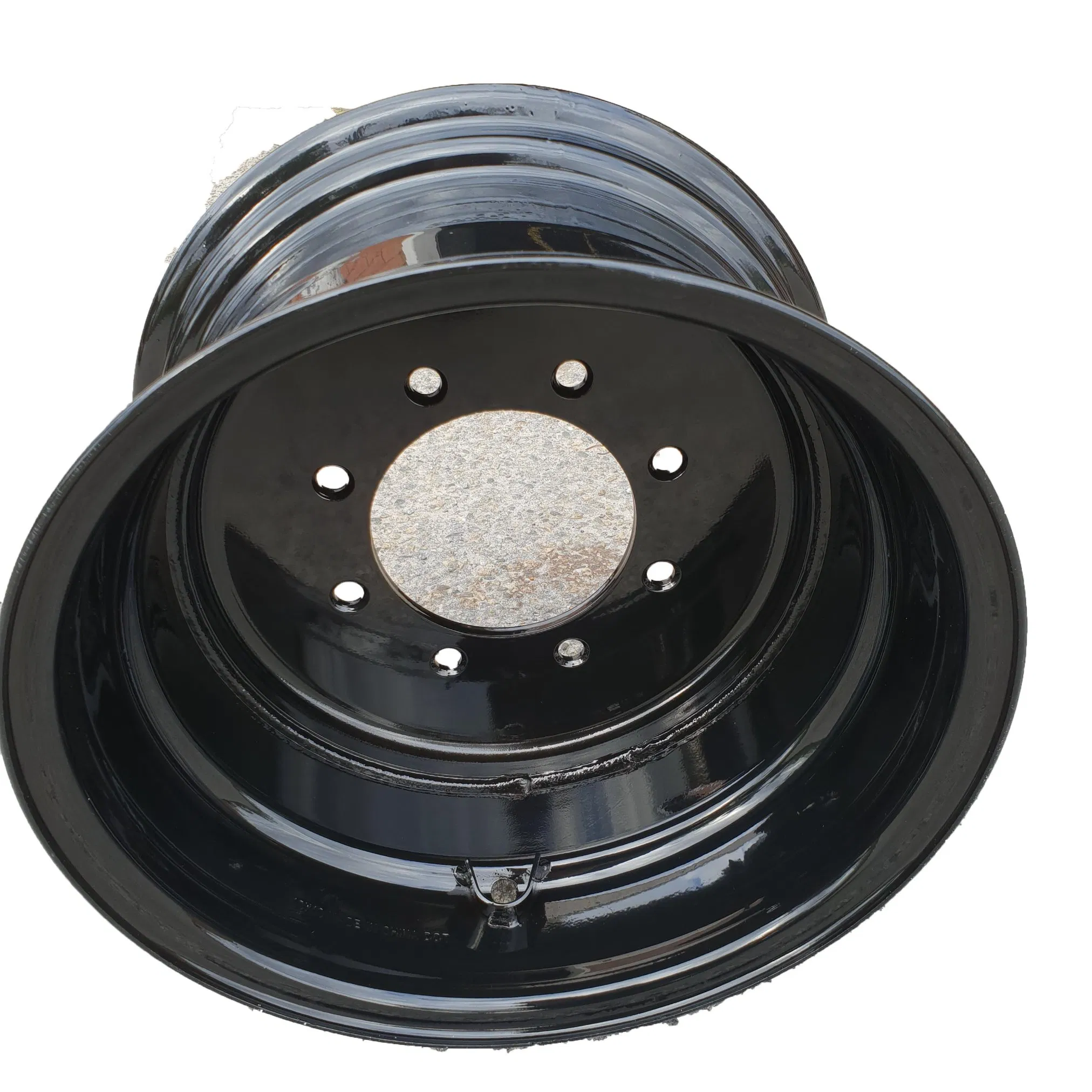 16X10 17X9 Black with 2 Valves Steel Wheel Rim for Skid Steer 33 12.5 R16.5 PCD 8/203 Offset 20+ Centre Bore 152mm