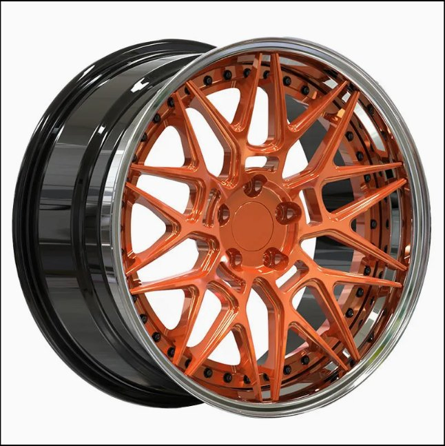 Passenger Car Wheels 3-Piece Custom Gold Snowflake 20 Inch 23 24 26 Inch 6061-T6 Aluminum Alloy Forged Wheels