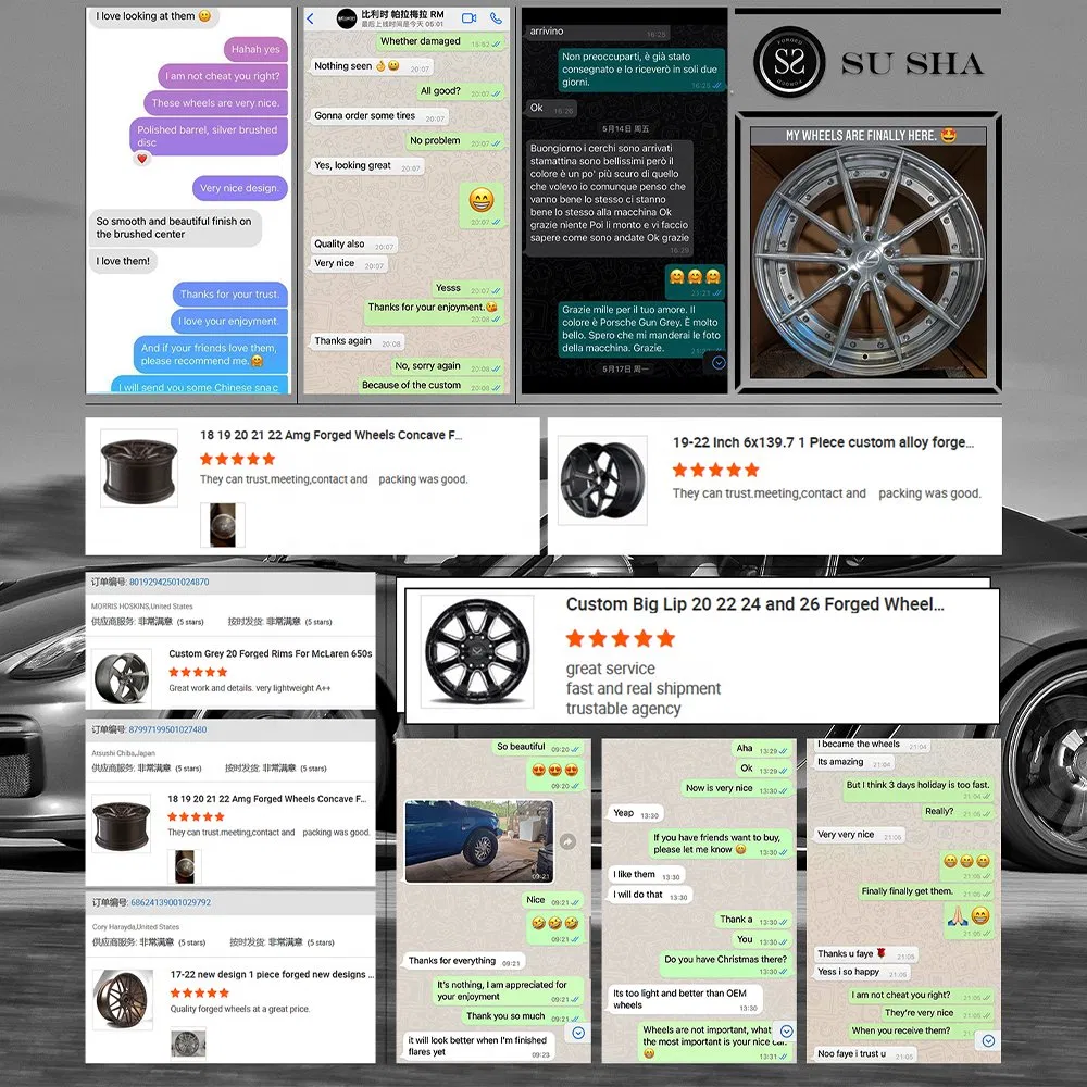 Forged 2 Piece Wheels Black Barrel Lip Spoke for Mercedes Benz Multi Spokes Aluminum Alloy Rims