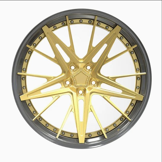 Passenger Car Wheels 3-Piece Custom Gold Snowflake 20 Inch 23 24 26 Inch 6061-T6 Aluminum Alloy Forged Wheels