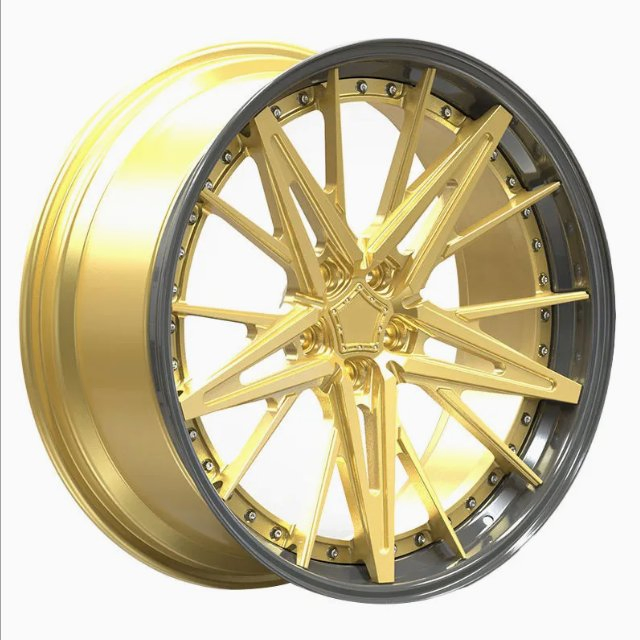 Passenger Car Wheels 3-Piece Custom Gold Snowflake 20 Inch 23 24 26 Inch 6061-T6 Aluminum Alloy Forged Wheels