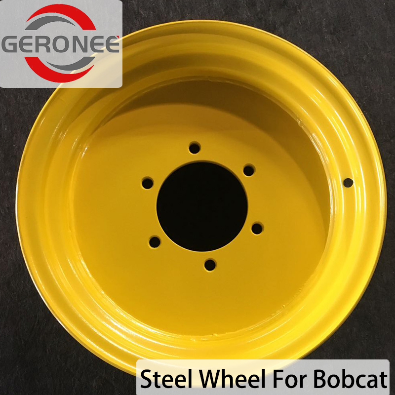 16X10 17X9 Black with 2 Valves Steel Wheel Rim for Skid Steer 33 12.5 R16.5 PCD 8/203 Offset 20+ Centre Bore 152mm