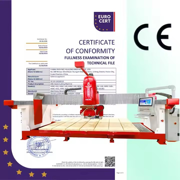 Bcmc Hualong 5 Axis Italian System Heavy Duty CNC Bridge Saw Quartz Marble Granite Stone Cutting Machine Cutter Countetop Processing Profiling Shaping 2/3D