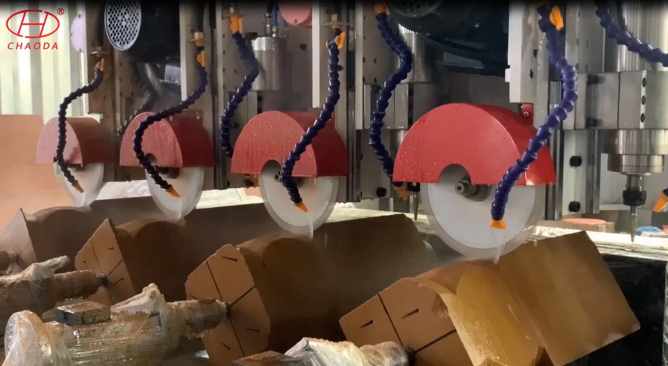 4 Axis Multi Head CNC Stone and Wood Carving Machines Special for Baluster Pillar, Columns Diameter 200 mm, Length 1300 mm