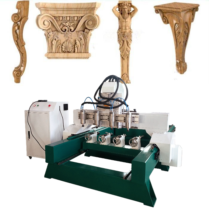 4 Axis Multi Heads CNC Router Rotary CNC Wood Carving Machine