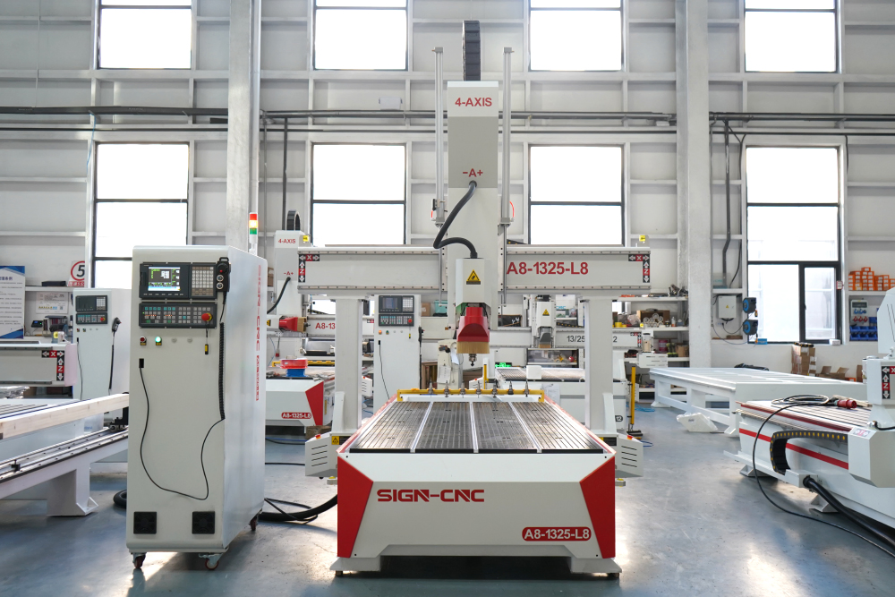 Multifunction 4 Aixs Wood Working Machine 1325 1530 2040 Linear Auto Tool Changer Atc CNC Router with Syntec System 180° Swing Head