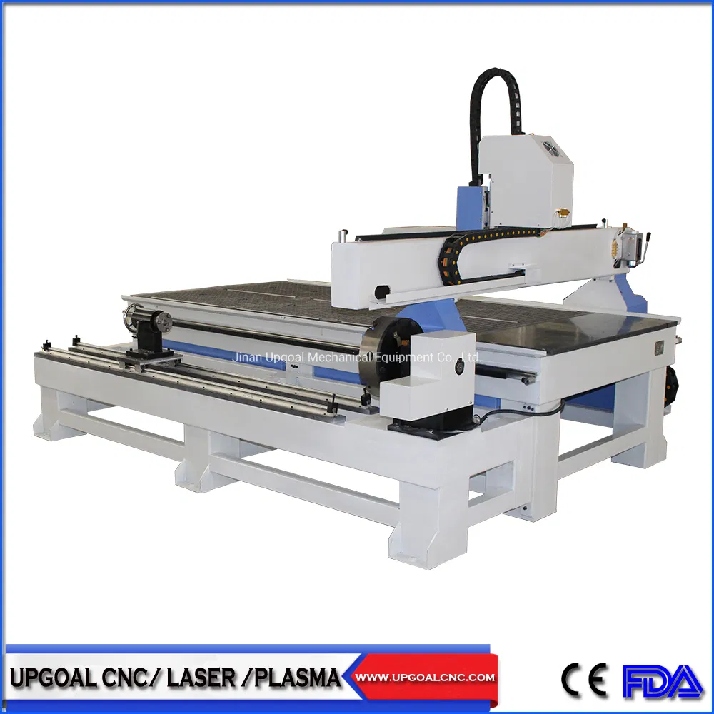 4 Axis Vacuum Table Woodworking CNC Router with Independent Diameter 300mm Rotary Axis