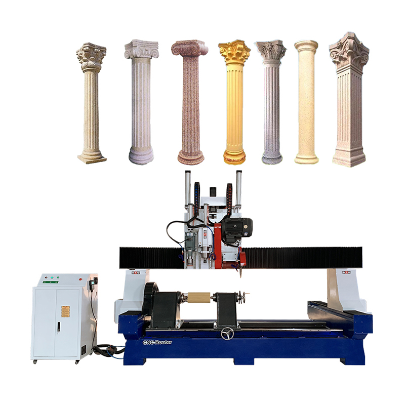 Big Marble Corbel Column Pillar Making Machine, Stone CNC Milling Machine with Big Rotary Lathe