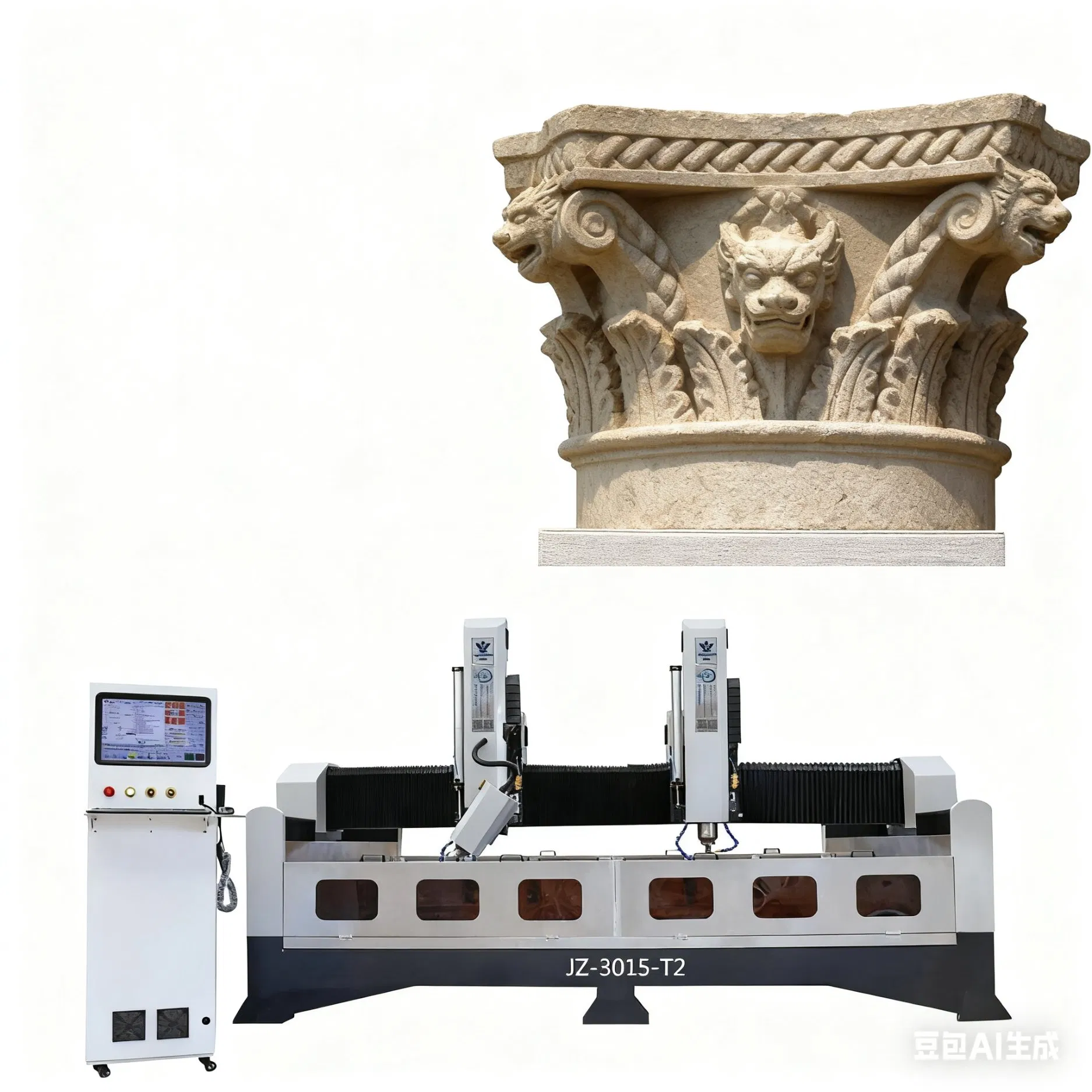 4-Axis 3D Relief Carving High-Torque 180° Tilting Spindle Swivel Head Stone Engraving Machine