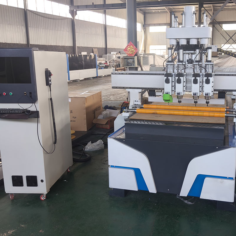 Multi Head Rotary 3D Wood Duplicator Carver Multi-Heads 4 Axis CNC Router Wood Carving Carpentry Machine