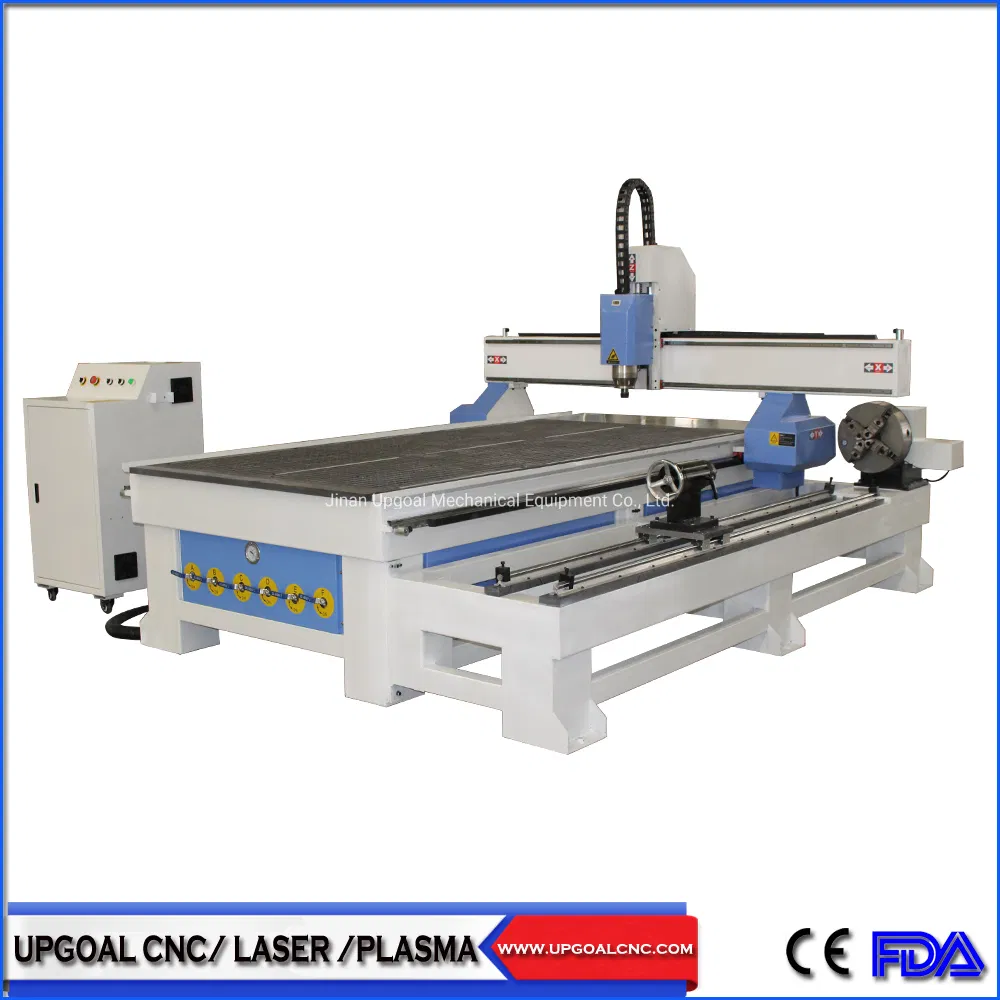 4 Axis Vacuum Table Woodworking CNC Router with Independent Diameter 300mm Rotary Axis